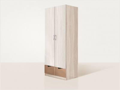 Бриз МДФ Шкаф 2 створчатый (Волна/Ясень шимо светлый/Шоколад)