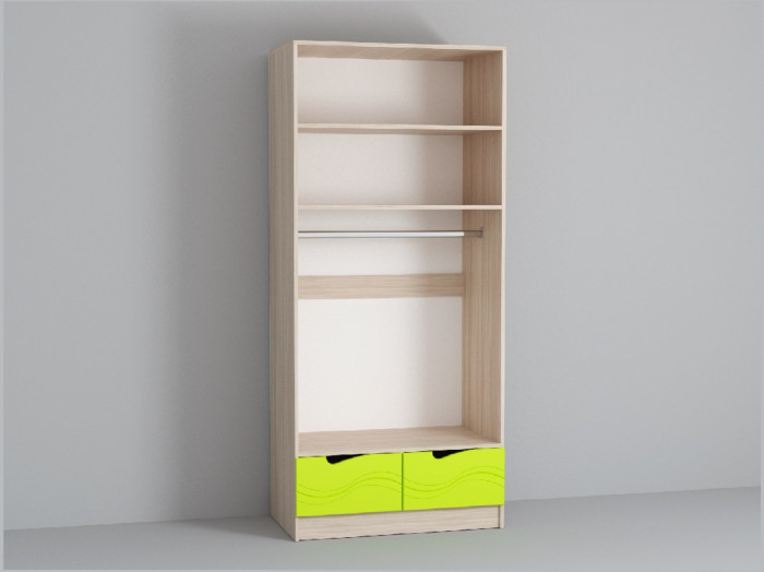 Бриз МДФ Шкаф 2 створчатый (Волна/Ясень шимо светлый/Шоколад)