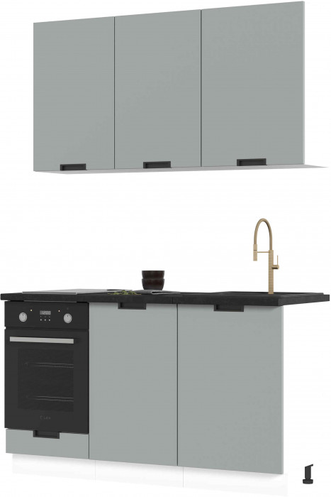 Кухня Сахара 1,4 м белый/холст грей (столешница кастилло темный)