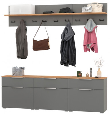 Октава Прихожая 04, серый графит/дуб крафт золотой/фасады МДФ серый графит