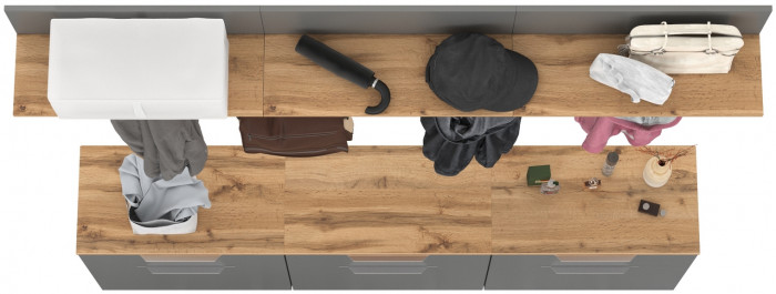 Октава Прихожая 04, серый графит/дуб крафт золотой/фасады МДФ серый графит