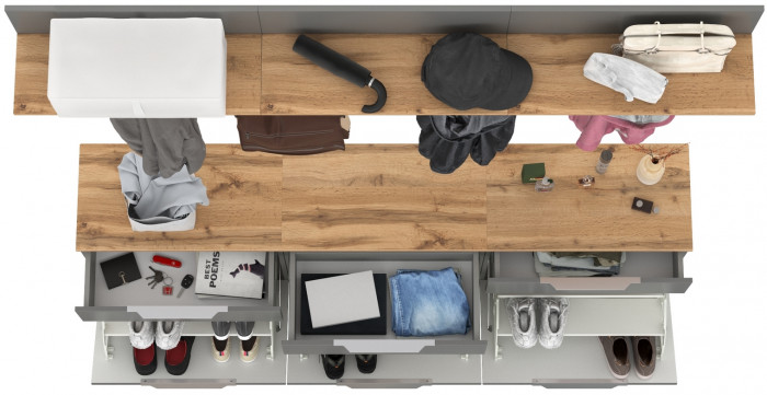 Октава Прихожая 04, серый графит/дуб крафт золотой/фасады МДФ серый графит