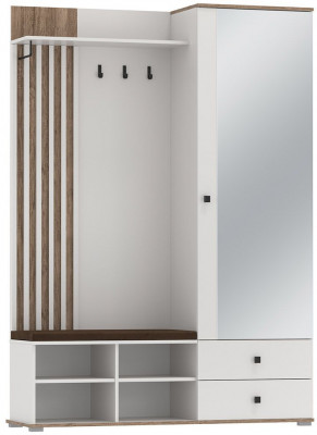 Шкаф для прихожей 51.22 Либерти опора h=20мм с зеркалом Белый / Дуб Каньон