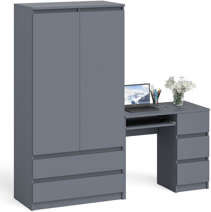 Мори Стол компьютерный МС-6 правый + Шкаф МШ900.1, цвет графит, ШхГхВ 180,4х50,4х179,6 см., выдвижные ящики справа, НЕ универсальная сборка