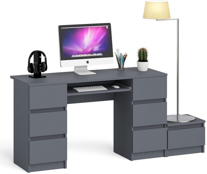 Мори Стол компьютерный МС-2 + Тумба ТМП400.1, цвет графит, ШхГхВ 175,8х50х76,6 см., универсальная сборка