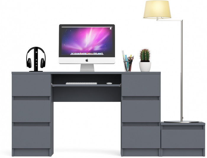 Мори Стол компьютерный МС-2 + Тумба ТМП400.1, цвет графит, ШхГхВ 175,8х50х76,6 см., универсальная сборка