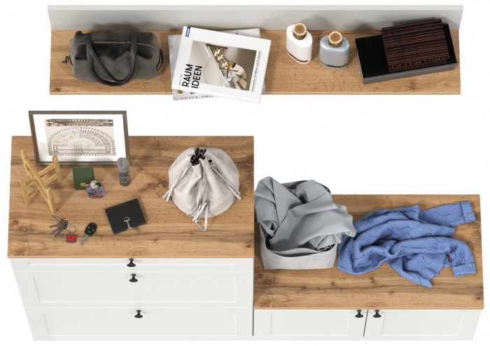 Остин Прихожая 65, белый шагрень/дуб крафт золотой