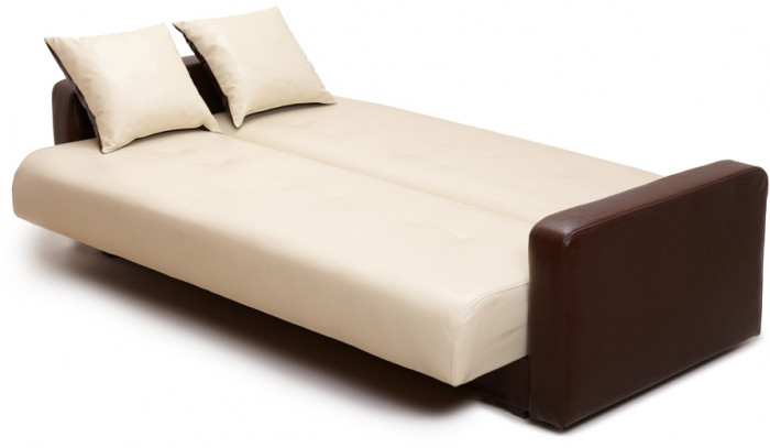 Диван-кровать Аккорд 140х190, книжка, экокожа, цвет коричнево-бежевый