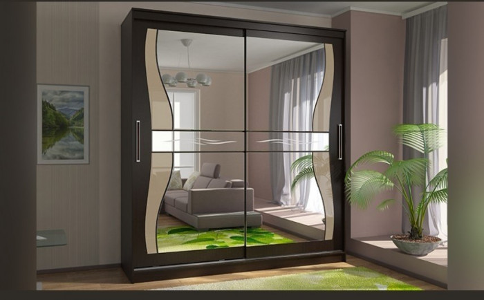 Шкаф-купе Комфорт 12 Прайм с фигурными зеркалами 2000 (2000 мм, Дуб Крафт белый)