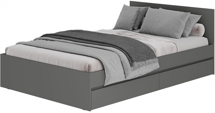 Кровать с настилом ЛДСП и ящиками Симпл КР-07 120х200, Графит