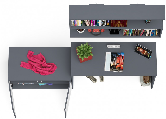 Мори письменный стол МСП1200.1 + Тумба МА900.1 + Полка 1200, графит/белый