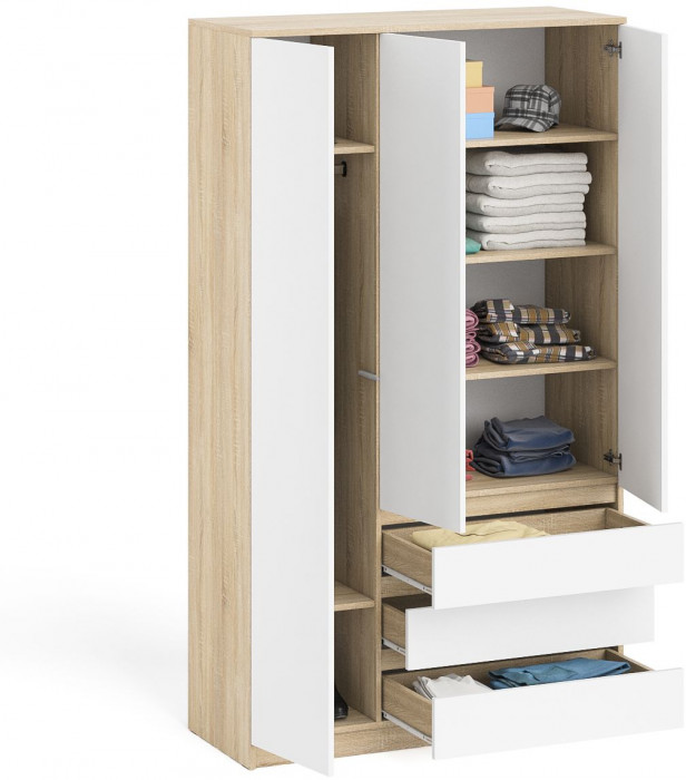 Мори Шкаф МШ1200.1, цвет дуб сонома/белый, ШхГхВ 120,4х50,4х209,6 см., НЕ универсальная сборка