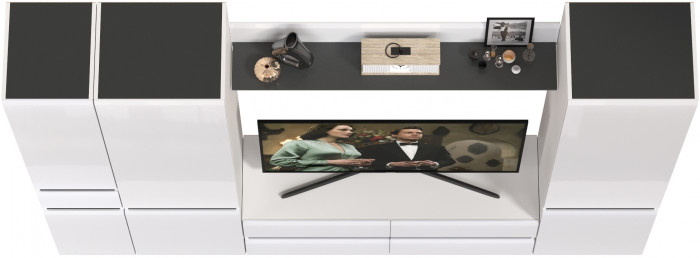 Сидней Комплектация № 057, корпус: белый/чёрный/фасады: МДФ белый глянец