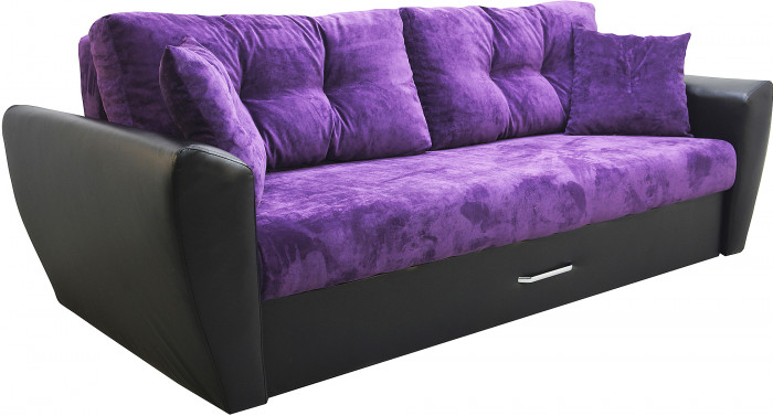 Диван-кровать Амстердам Люкс, 150х195, еврокнижка, независимый пружинный блок, велюр/экокожа, фиолетово-черный