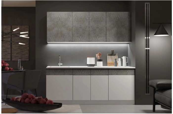 Кухня МДФ Оливия 2000 (Шарли Мокко/Шарли Пинк, Белый)