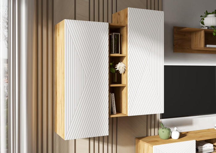 Флэш Модульная Гостиная, вариант №1, Браш вайт/Дуб крафт