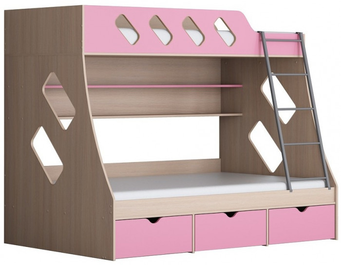 Дельта-20.01 Детская двухъярусная кровать с лестницей (Орех, Дуб Сонома)