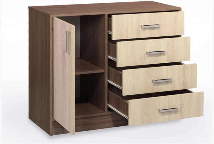 Комод К800-1Д (Вотан / Белый гладкий)