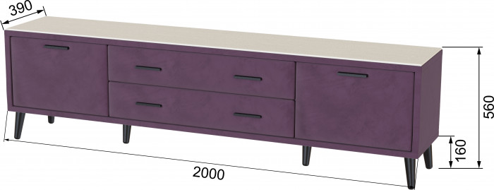 Тумба ТВ интерьерная 2,0 Пай винный/мдф клен кремовый