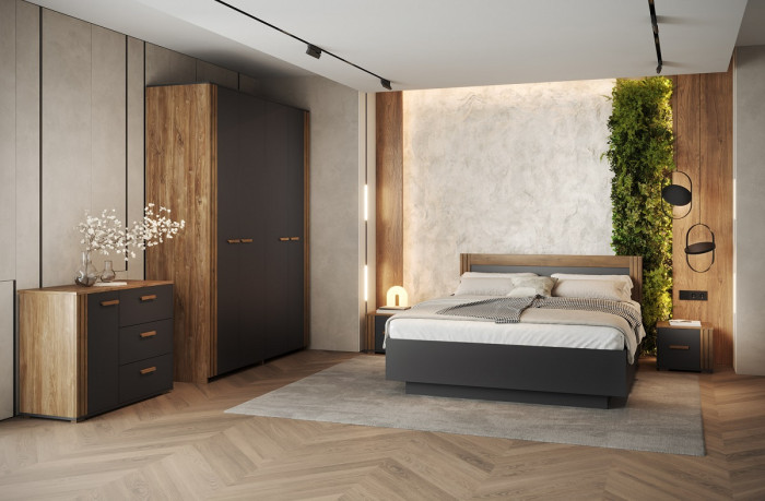 Комод 1 дверь/3 ящика "Каен" - Дуб стирлинг/Антрацит