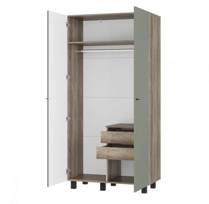 "Олива" ШК-03 Шкаф 2-х створчатый Дуб каньон/МФ12 Эвкалипт софт