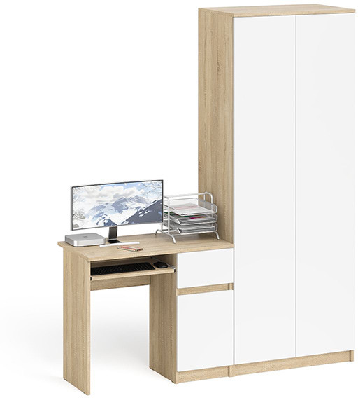 Мори Стол компьютерный МС-1 правый + Шкаф МШ800.1, цвет дуб сонома/белый, ШхГхВ 170,4х50,4х209,6 см., выдвижной ящик справа, НЕ универсальная сборка