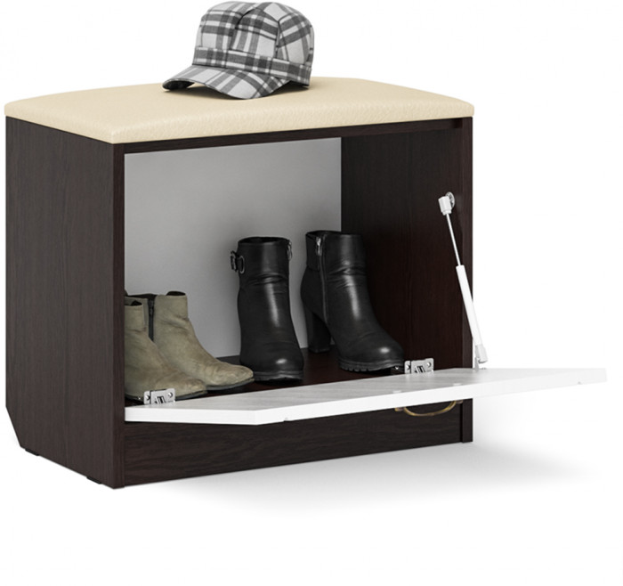 Прихожая П-6 Тумба, цвет венге/фасады МДФ белое дерево фрезеровка прованс, ШхГхВ 60х35х50 см.