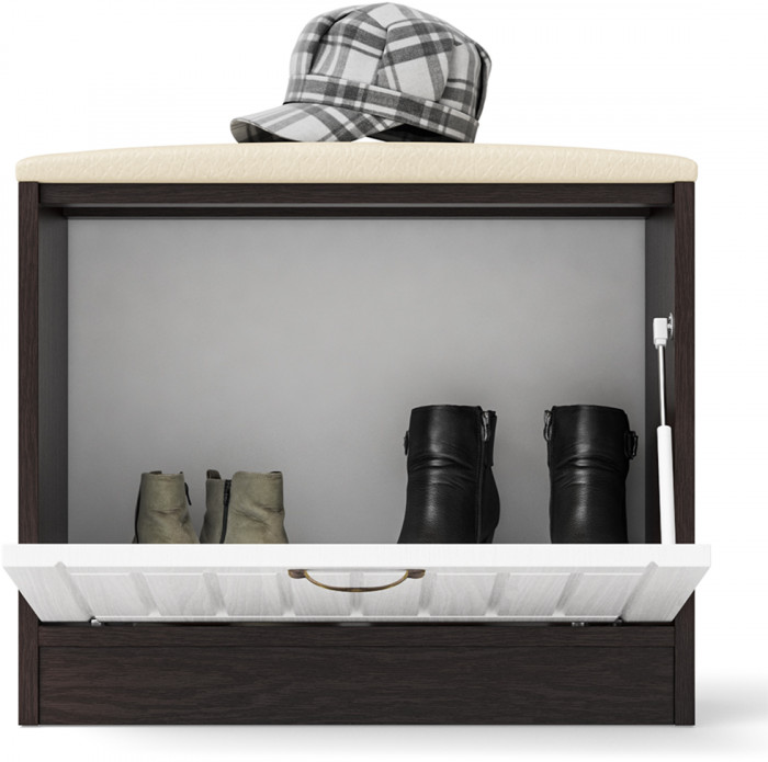 Прихожая П-6 Тумба, цвет венге/фасады МДФ белое дерево фрезеровка прованс, ШхГхВ 60х35х50 см.