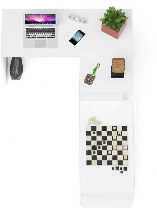 Мори компьютерный стол МС-16 правый + Тумба МА900.1, белый