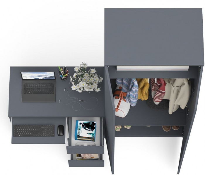 Мори компьютерный стол МС-6 правый + Шкаф МШ800.1, графит