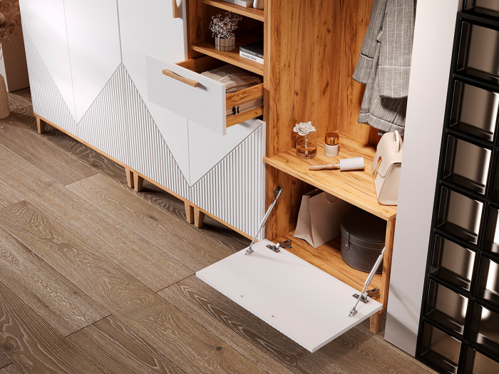 Модульная прихожая Ирис, Крафт золотой/Браш вайт