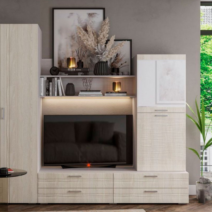 АМЕЛИЯ Тумба ТБ-02 МДФ 1800х380х400 вяз каньон/анкор