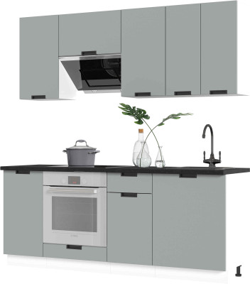 Кухня Сахара 2 м белый/холст грей (столешница кастилло темный)