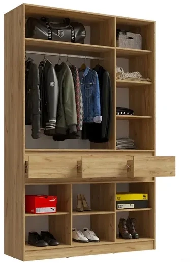 Шкаф 3-х створчатый Артек, Белый глянец/Дуб крафт золотой