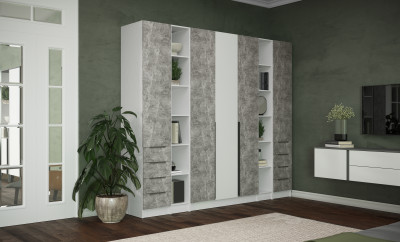 Шкаф Мадрид, композиция 17, Белый/Ателье светлое