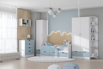 Детская комната Бриз МДФ, набор 9, Белый/Антарктида (Полосы)