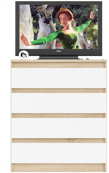 Мори Комод МК800.4, цвет дуб сонома/белый, ШхГхВ 80,4х41х94 см.