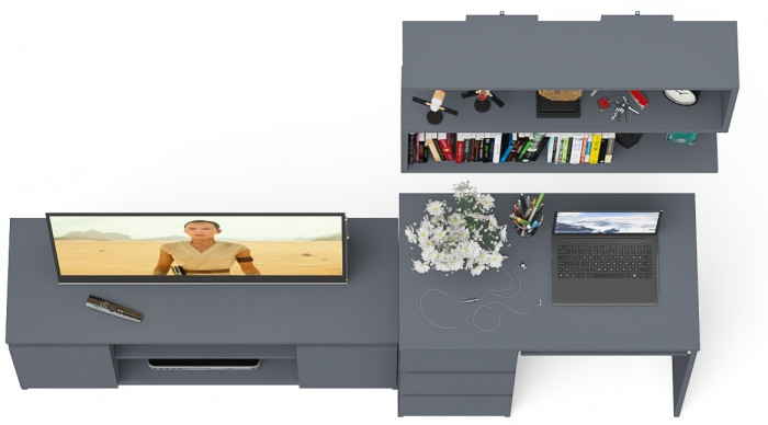 Мори компьютерный стол МС-6 левый + Тумба МТВ1200.1 + Полка 900, графит