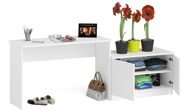 Мори письменный стол МСП1200.1 + Тумба МА900.1, белый