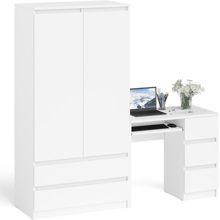 Мори Стол компьютерный МС-6 правый + Шкаф МШ900.1, цвет белый, ШхГхВ 180,4х50,4х179,6 см., выдвижные ящики справа, НЕ универсальная сборка
