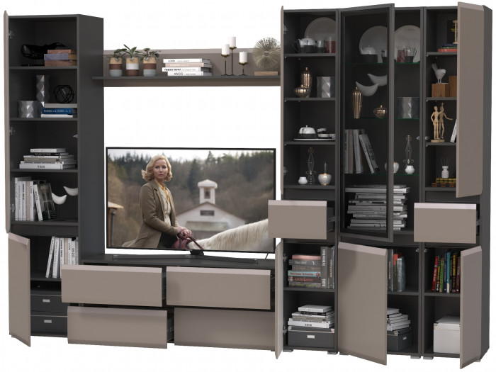 Сидней Комплектация № 059, корпус: антрацит/фасады: МДФ веллюто капучино