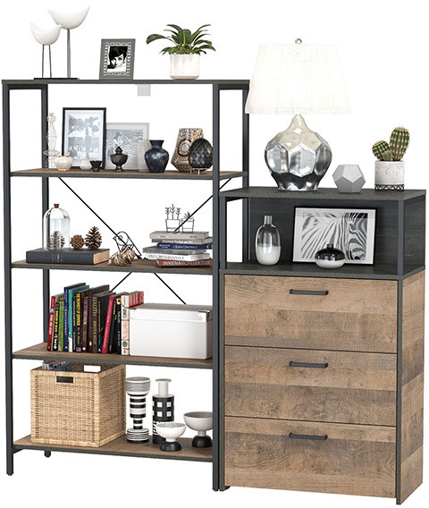 Трувор 13.151.01 Стеллаж + 13.307.02 Комод с ящиками, дуб гранж песочный/интра