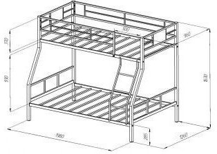 Двухъярусная кровать Гранада 1, черная