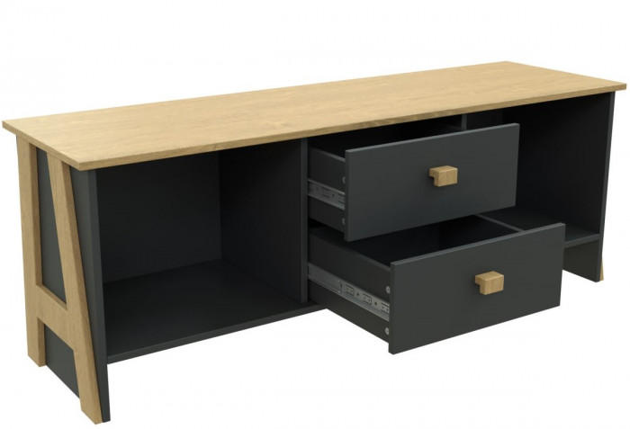 Тумба под телевизор "Скандинавия" - Антрацит/Дуб наварра