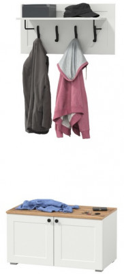 Остин 13.257 Тумба + 15.12 Вешалка, белый шагрень/дуб крафт золотой