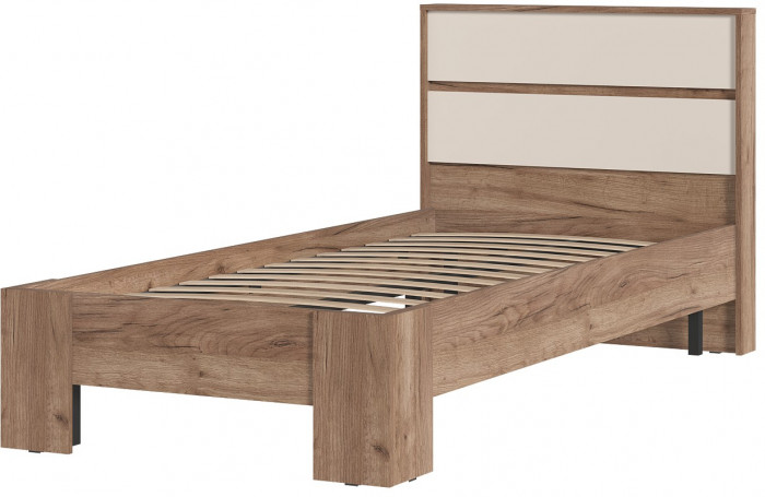 Хелен КР 01 Кровать 0.9х2.0 (0,970х0,928х2,114) кашемир/дуб крафт табачный