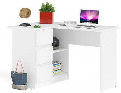 Мори Стол компьютерный МС-16 левый, цвет белый, ШхГхВ 124,4х84,9х76,6 см., выдвижные ящики слева, НЕ универсальная сборка