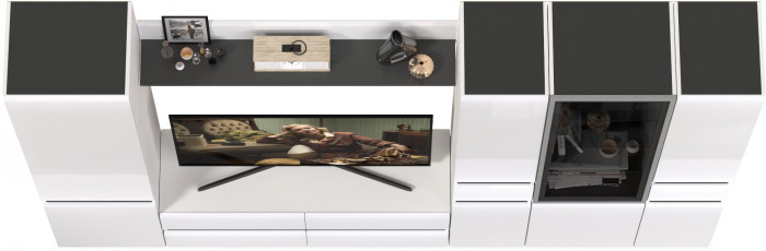 Сидней Комплектация № 059, корпус: белый/чёрный/фасады: МДФ белый глянец