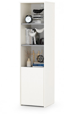 Торонто 13.13 Шкаф комбинированный, белый шагрень/стальной серый