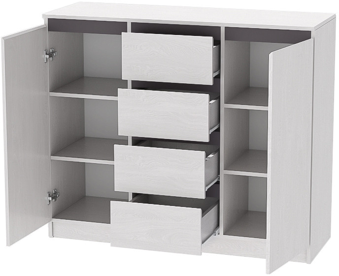 Модульная спальня Кэт-1, набор 1, Ясень Анкор Светлый/Графит